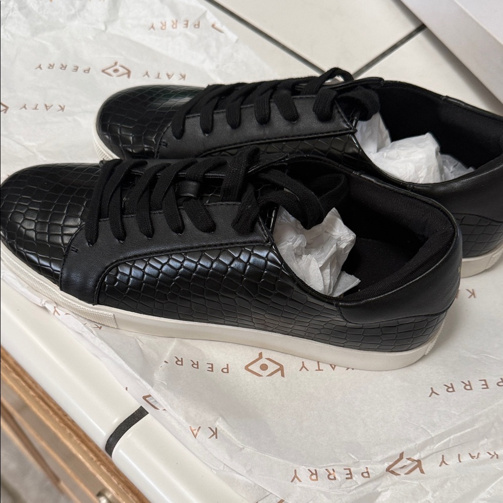 Katy Perry Collections Black Embossed Sneakers
